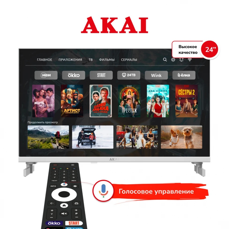 Телевизор Akai 24" TA24BH502 белый LED HD