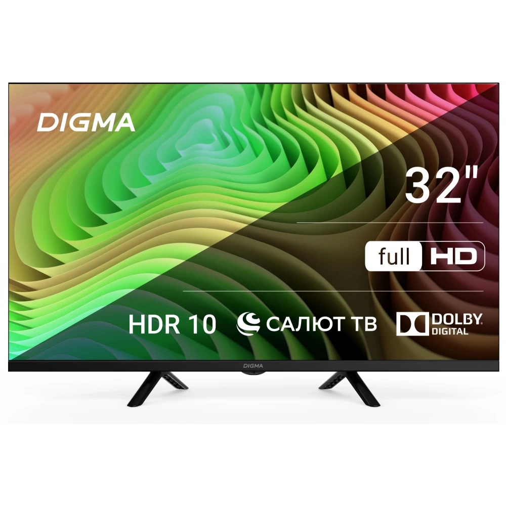 Телевизор Digma 32" DM-LED32SBB36 Metal черный  LED FHD 60Hz Салют ТВ