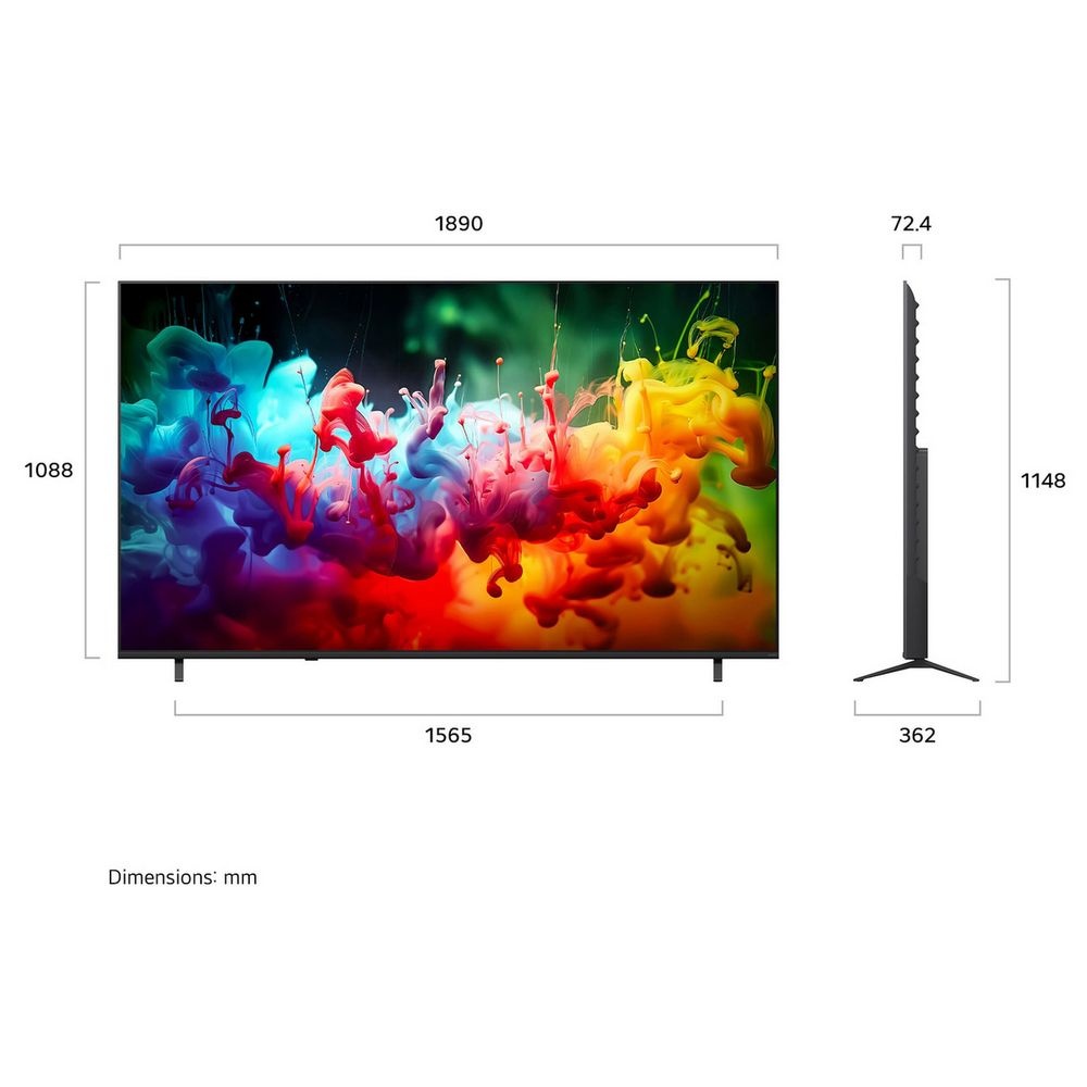 Телевизор LG 85QNED70B6A, 85", черный, mini-LED, 4K Ultra HD, 60Hz, webOS