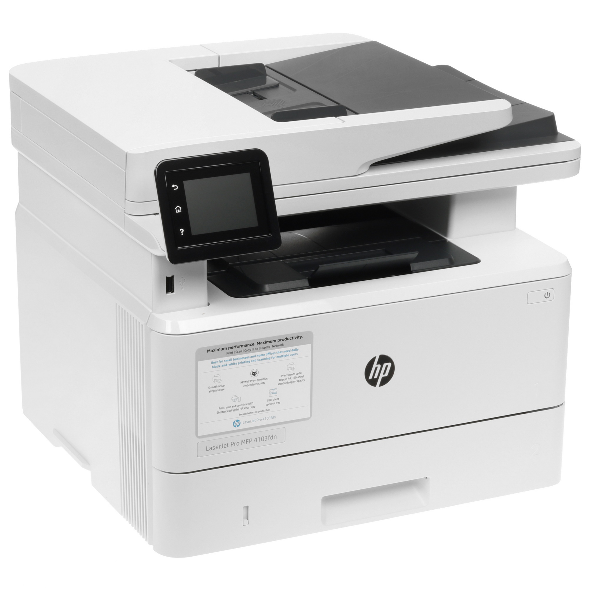 МФУ лазерный HP LaserJet Pro 4103fdn (2Z628A), A4, ч/б, печ. до 40 стр/мин., скан. до 29 стр/мин. (ч