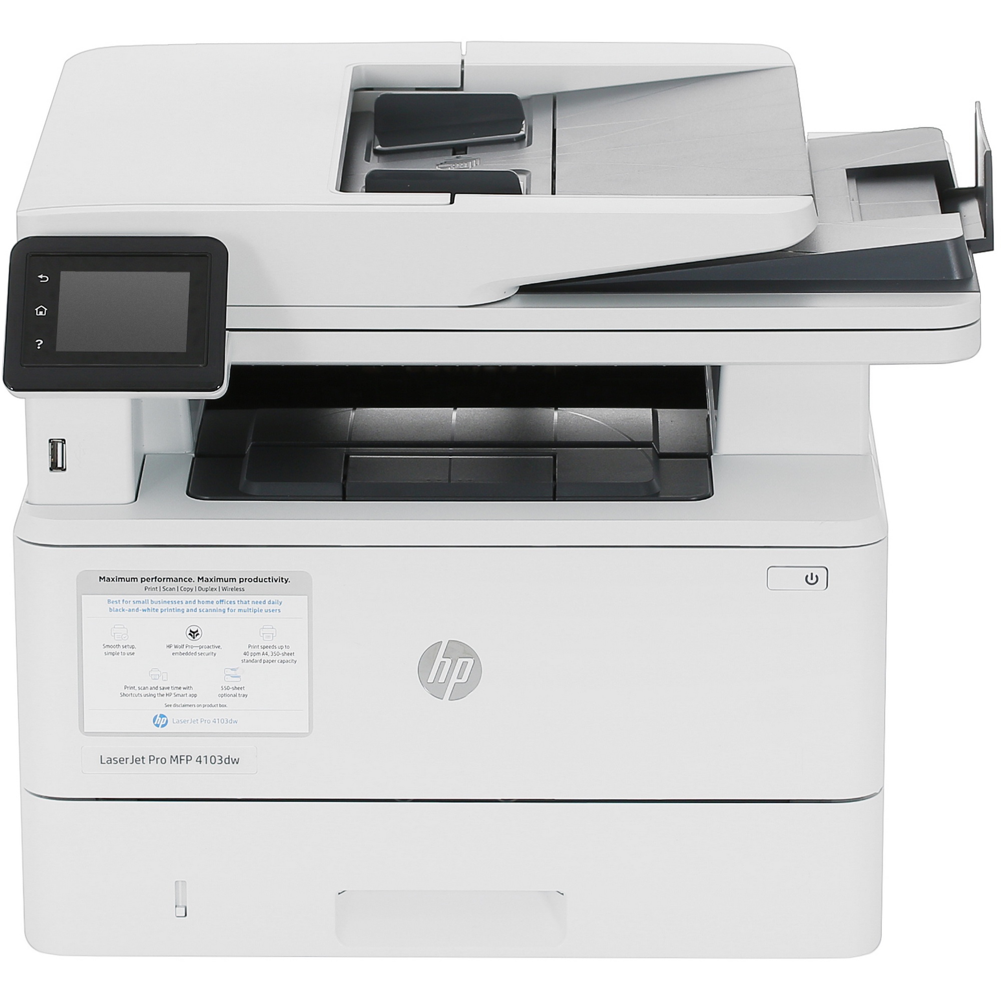 МФУ лазерный HP LaserJet Pro 4103dw (2Z627A), A4, ч/б, печ. до 40 стр/мин., скан. до 29 стр/мин. (ч/