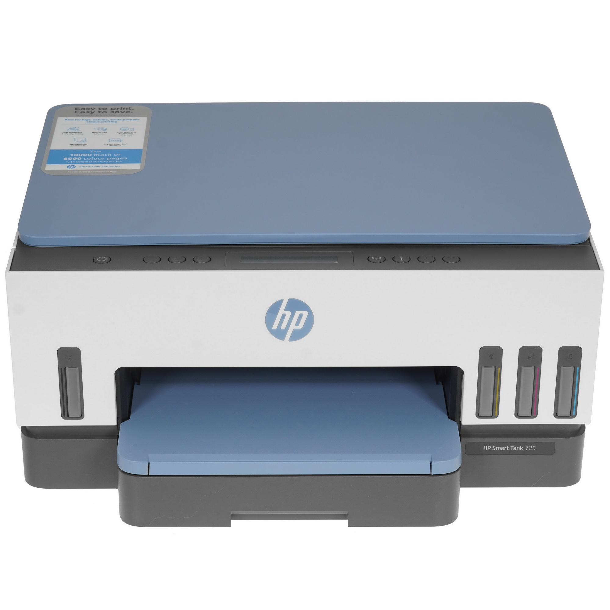 МФУ струйный HP Smart Tank 725 All-in-One (28B51A), A4, цветной, печ. 15 стр/мин. (ч/б) 9 стр/мин. (