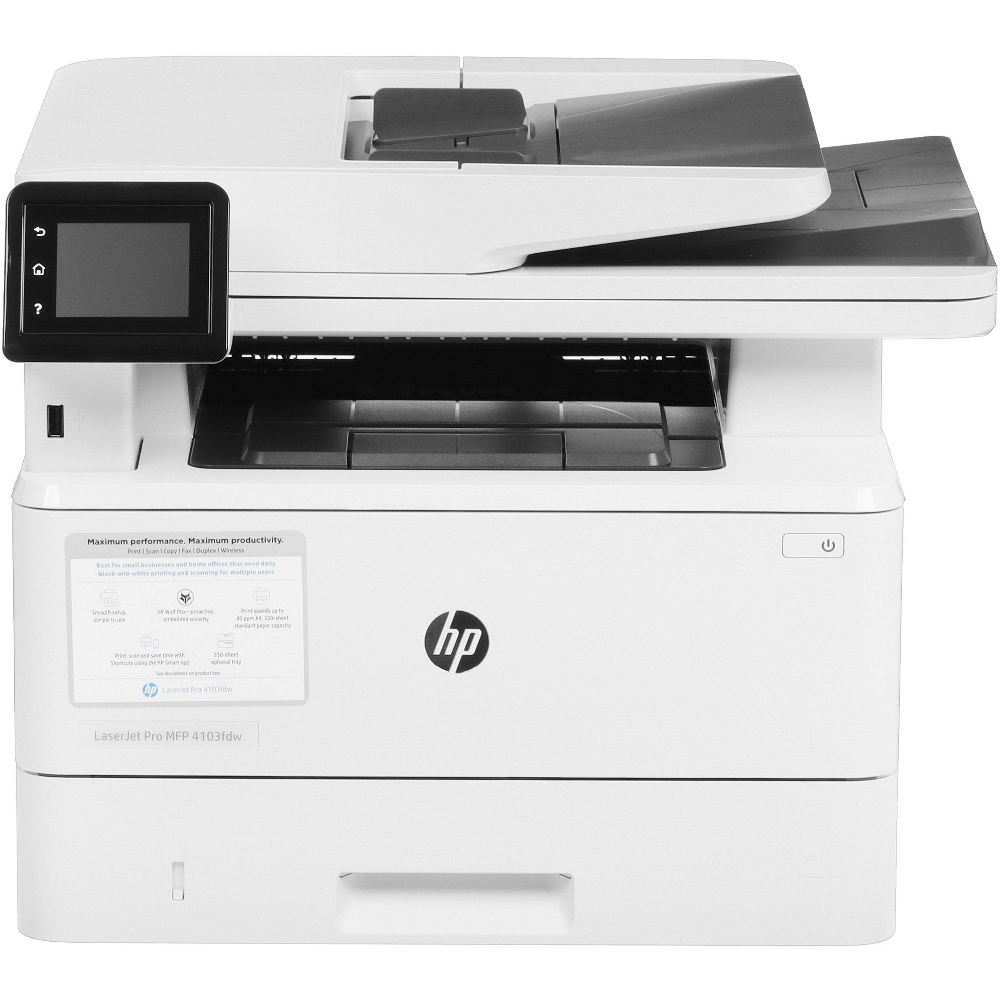 МФУ лазерный HP LaserJet Pro 4103fdw (2Z629A), A4, ч/б, печ. до 40 стр/мин., скан. до 29 стр/мин., 1