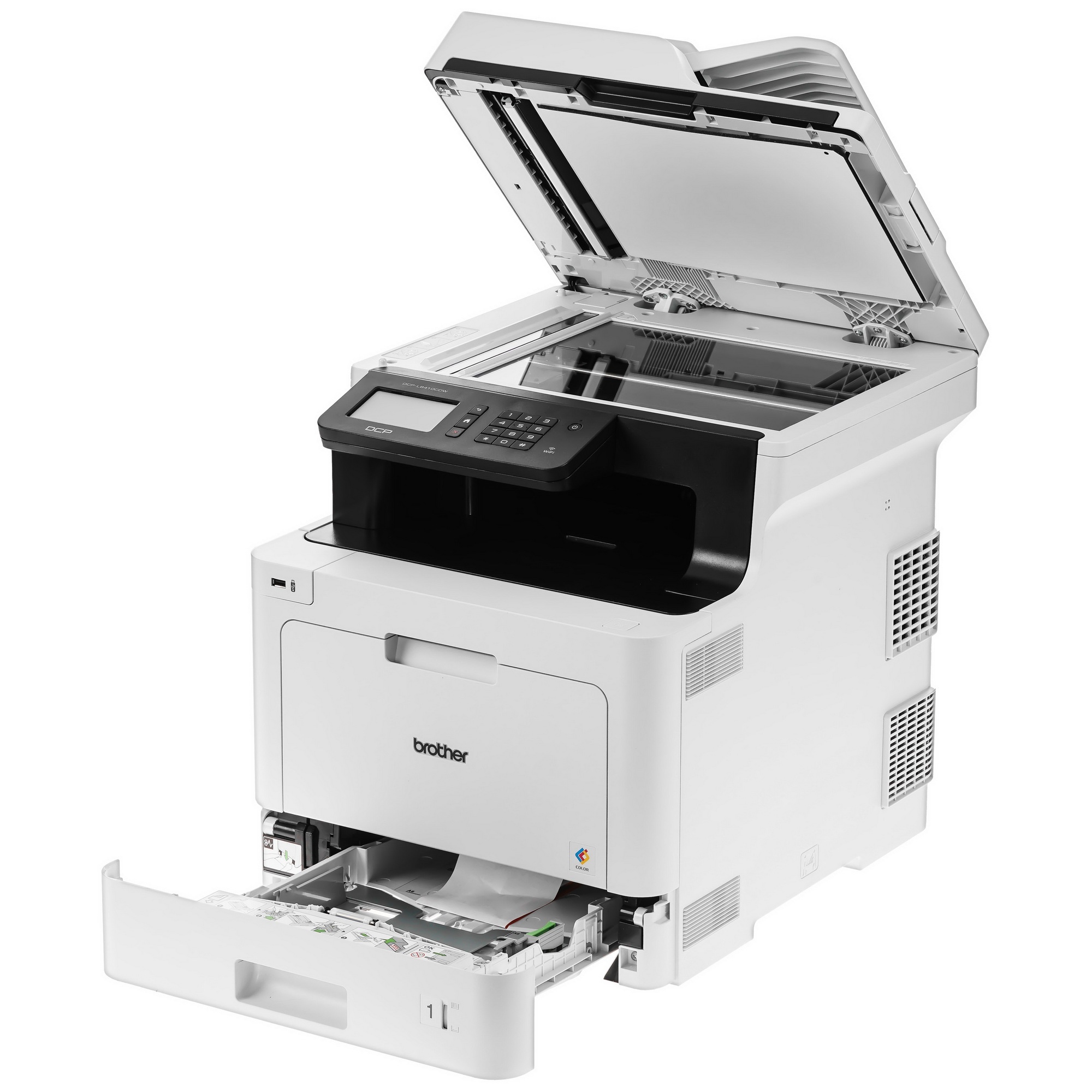 МФУ лазерное Brother DCP-L8410CDW, P/C/S, цветной, А4, 31 стр/мин, 512 Мб, Duplex, ADF50, GigaLAN, W