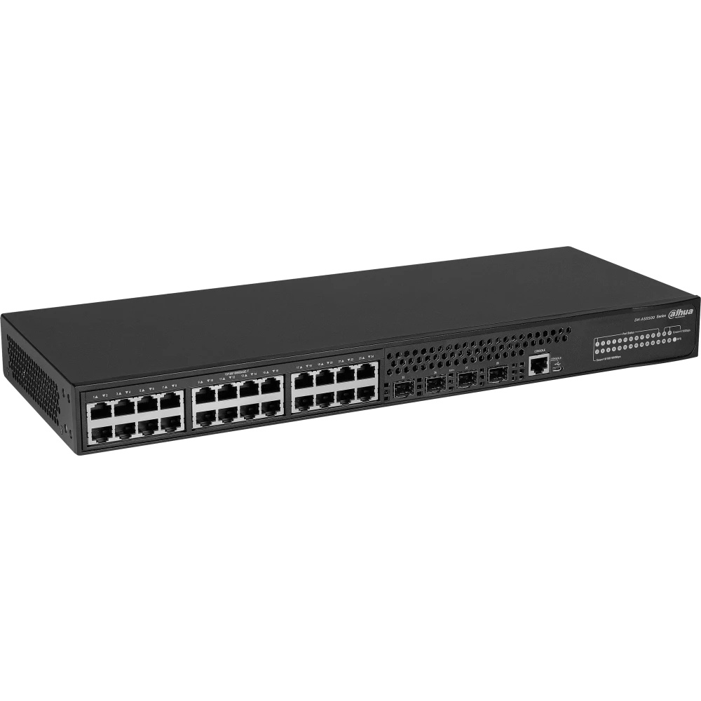 Коммутатор DAHUA 28-портовый управляемый, уровень L3Порты: 24 RJ45 10/100/1000Мбит/с, 4 SFP+ 1000/10