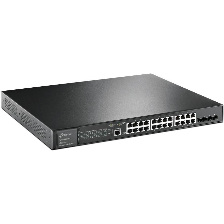 Коммутатор TP-Link 24-port Gigabit Managed PoE switch with 4 10G SFP+ ports, support 802.3af/at PoE,