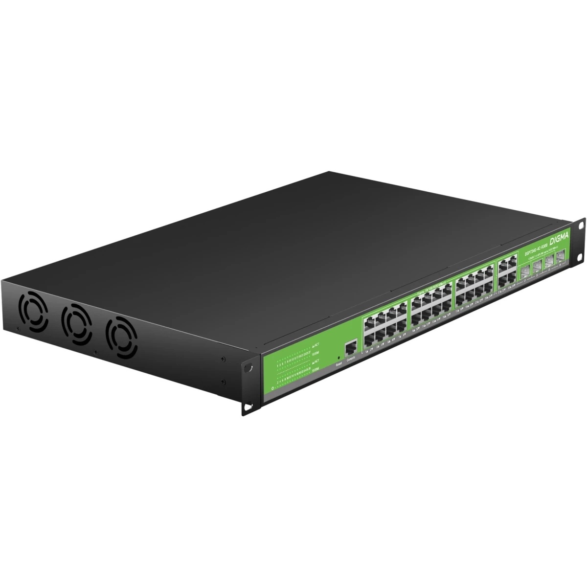 Коммутатор Digma DSP724G-4C-R300 (L2+) 24x1Гбит/с 4xКомбо(1000BASE-T/SFP) 24PoE 24PoE+ 300W управляе