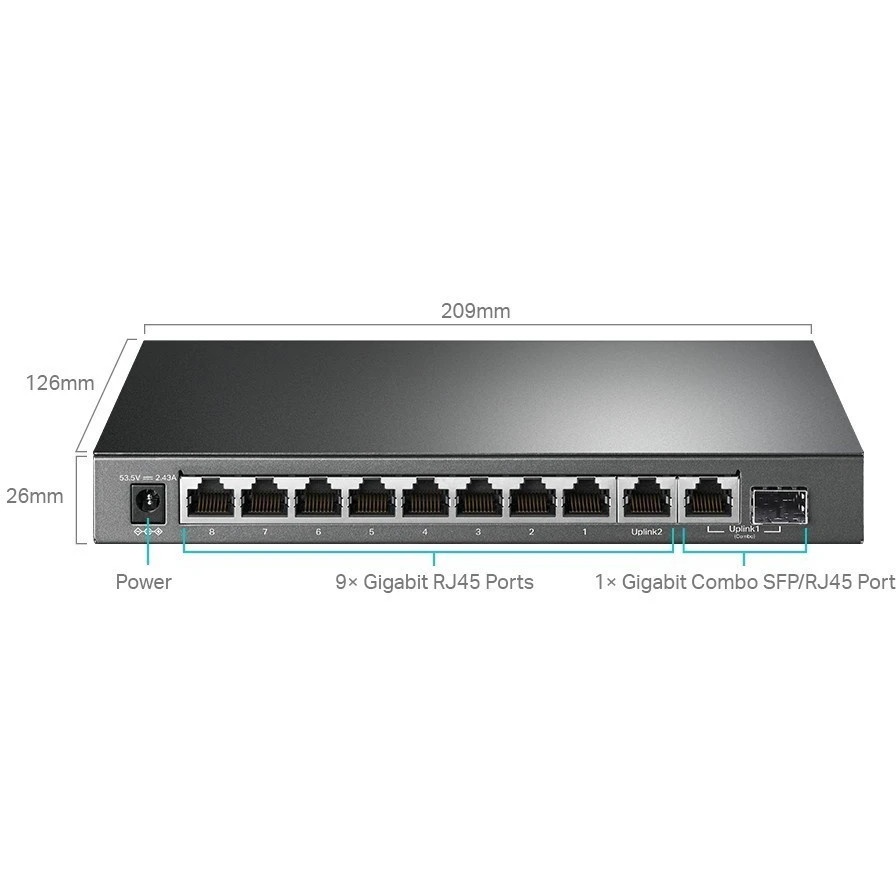 Коммутатор TP-Link TL-SG1210MPE Easy Smart 10-портовый гигабитный с 8 портами PoE+