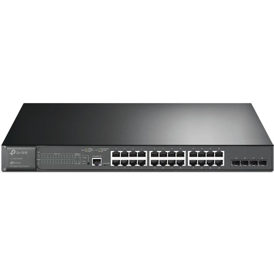 Коммутатор JetStream 28-port Gigabit L2+ Managed Switch with 24-port PoE+, PoE budget up to 384W, su