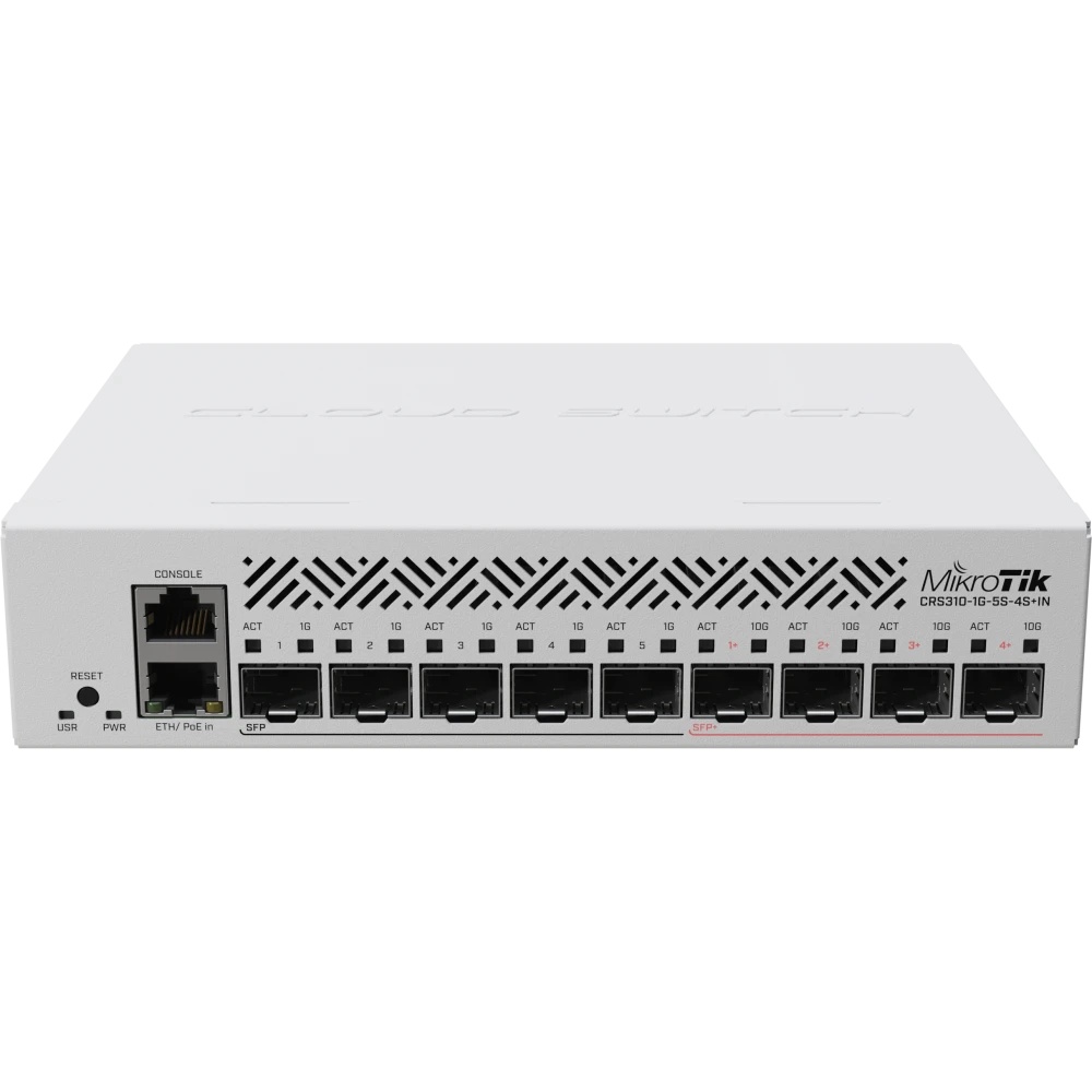 Коммутатор MikroTik Cloud Router Switch CRS310-1G-5S-4S+IN with 800 MHz CPU, 256 MB RAM, 4xSFP+, 5xS