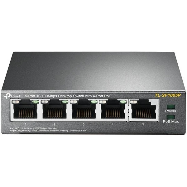 Коммутатор TP-Link SMB TL-SF1005P 5-портовый 10/100 Мбит/с настольный коммутатор с 4 портами PoE