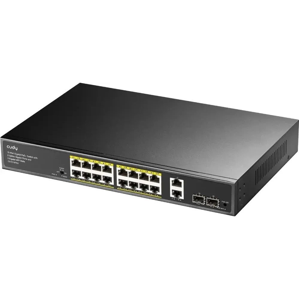 Коммутатор Cudy GS1018PS2 (L2) 18x1Гбит/с 2xКомбо(1000BASE-T/SFP) 2SFP 16PoE 200W неуправляемый