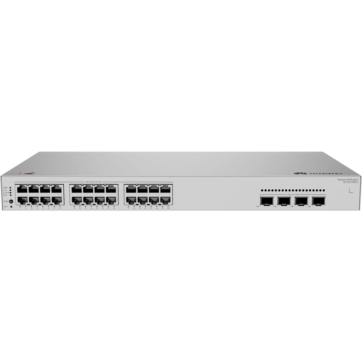 Коммутатор HUAWEI S310S-24P4J (L2+, 24*10/100/1000BASE-T ports (400 W PoE+), 4*2.5GE SFP ports, buil