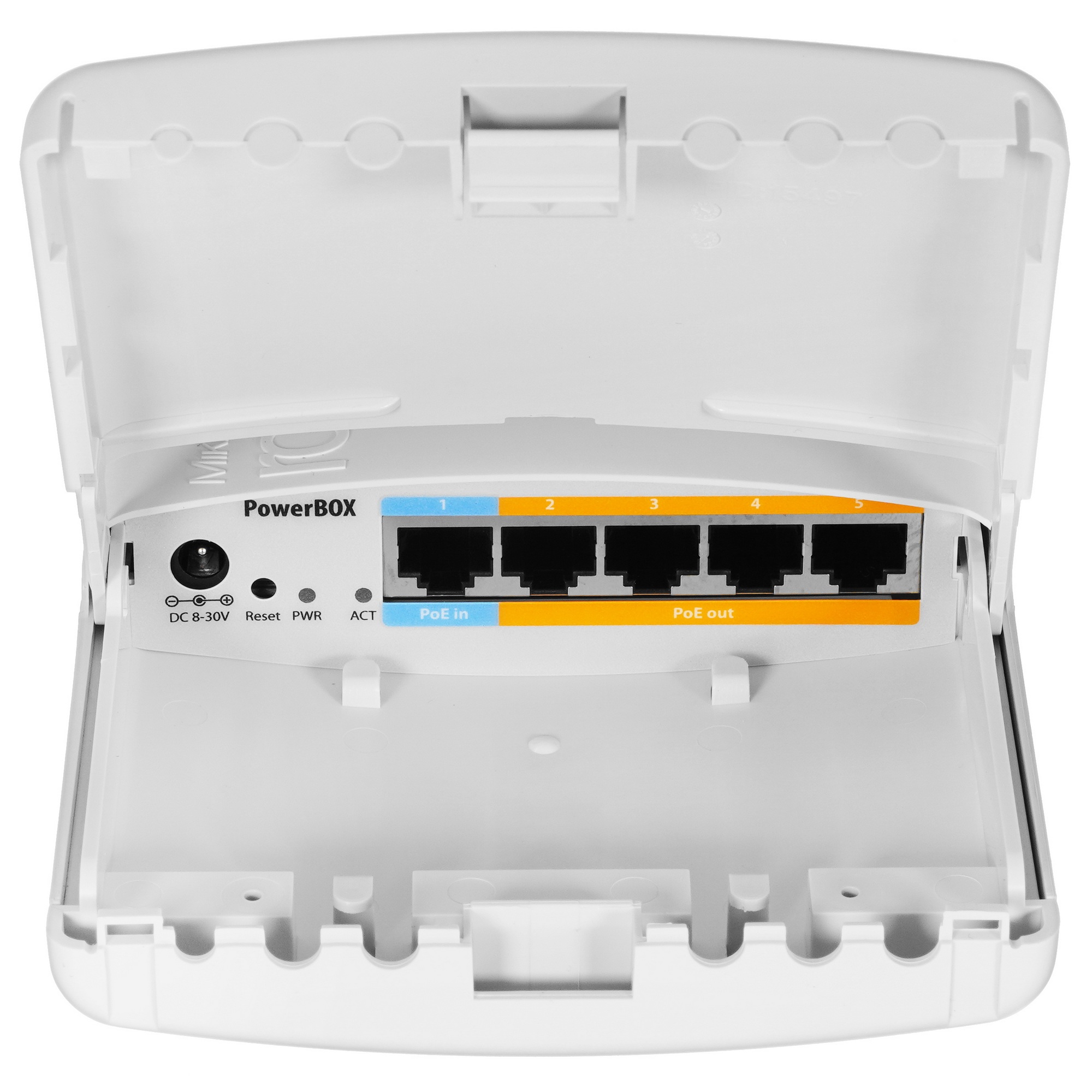 Маршрутизатор MikroTik RB750P-PBr2 PowerBox with 650MHz CPU, 64MB RAM, 5xLAN (four with PoE out), Ro