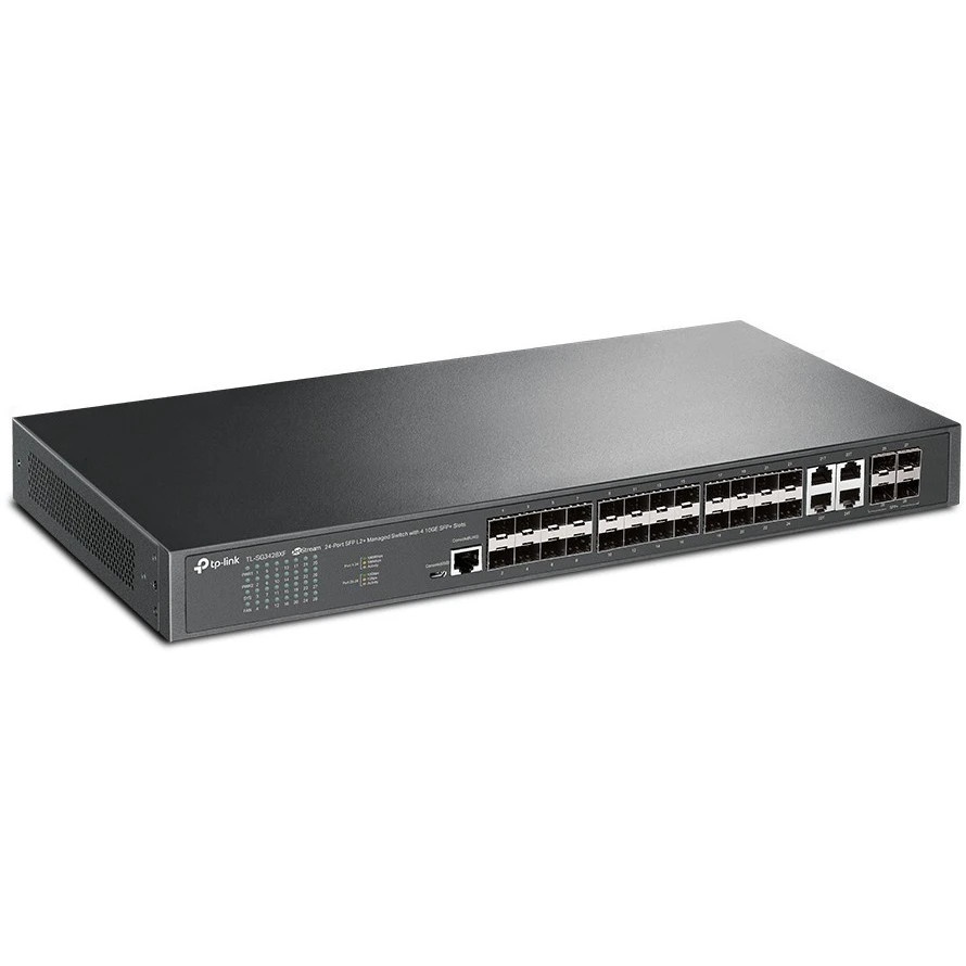 Коммутатор TP-Link JetStream 24-портовый управляемый SFP уровня 2+, 20 гигабитных SFP-портов и 4 гиг