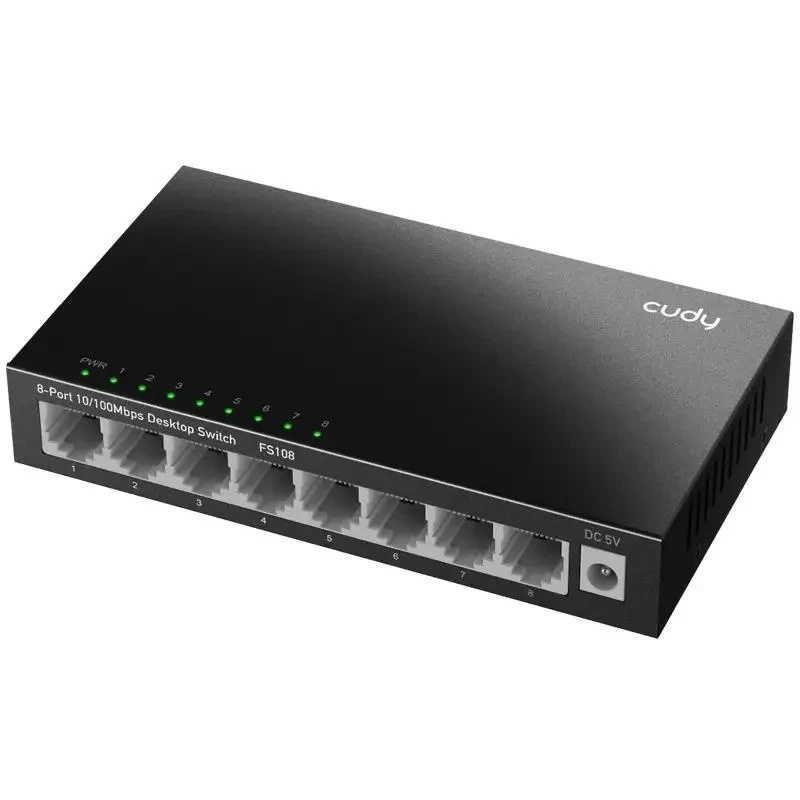 Коммутатор 8-Port 10/100 Mbps Desktop Switch, 8 10/100M RJ45 Ports, Loop Detection, Metal Case, Powe