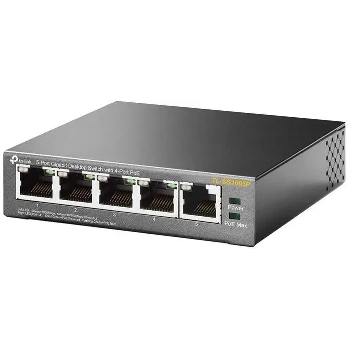 Коммутатор TP-Link SMBTL-SG1005P 5-портовый гигабитный настольный коммутатор с 4 портами PoE SMB 56W