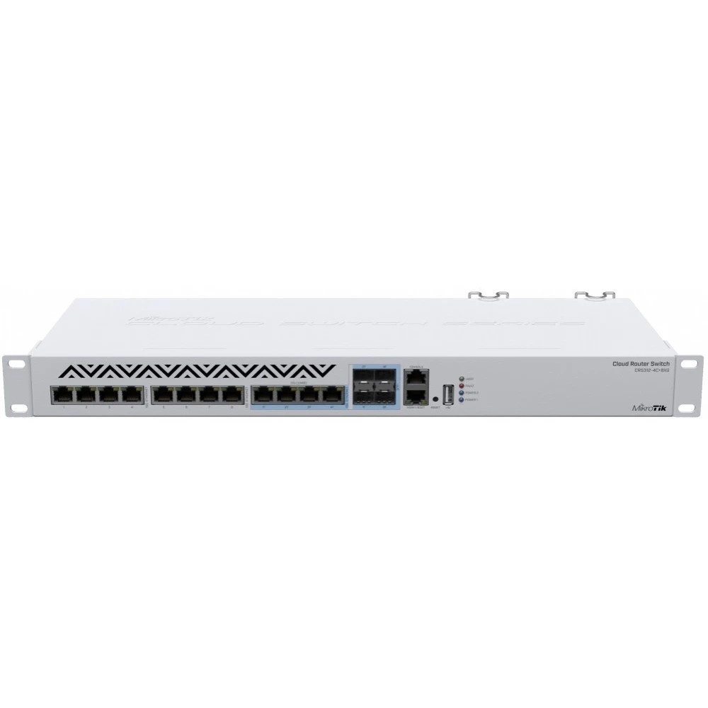 Mikrotik CRS312-4C+8XG-RM Cloud Router Switch 8х 1G/2.5G/5G/10G RJ45,  4х 10G RJ45/SFP+ with RouterO