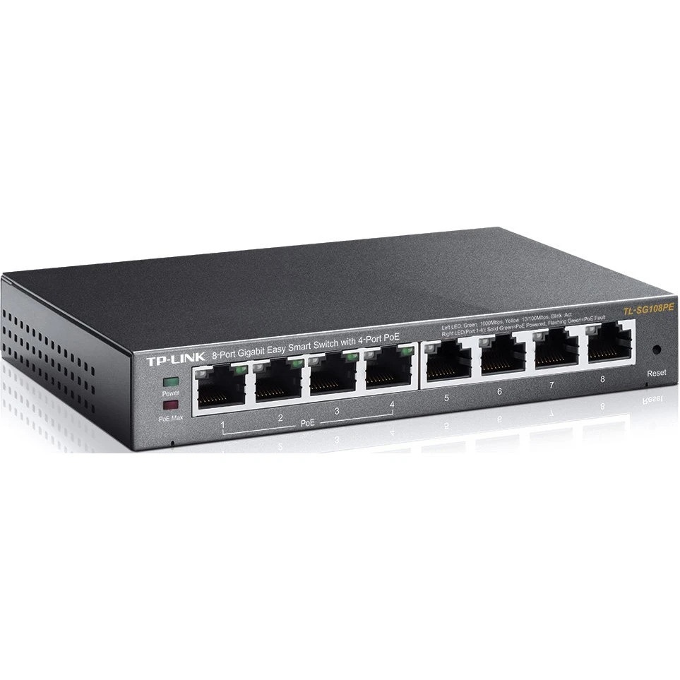 Коммутатор TP-LINK SMB TL-SG108PE Easy Smart гигабитный 8-портовый коммутатор с 4 портами PoE