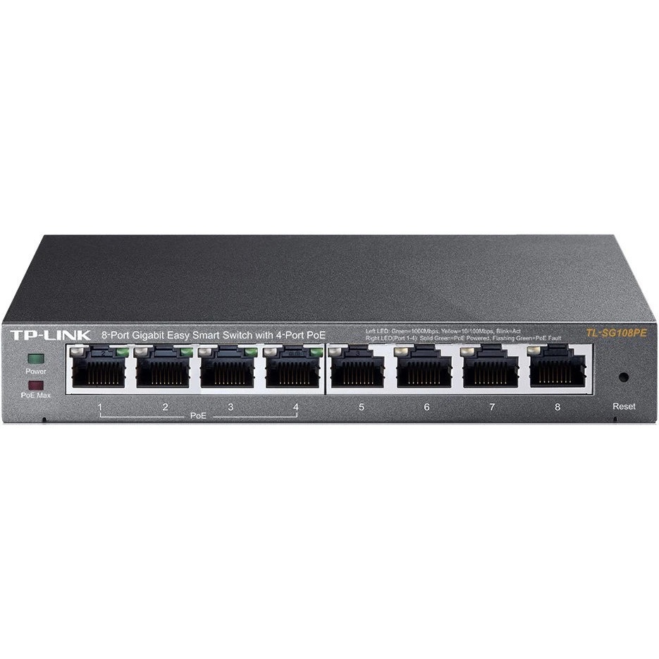 Коммутатор TP-LINK SMB TL-SG108PE Easy Smart гигабитный 8-портовый коммутатор с 4 портами PoE