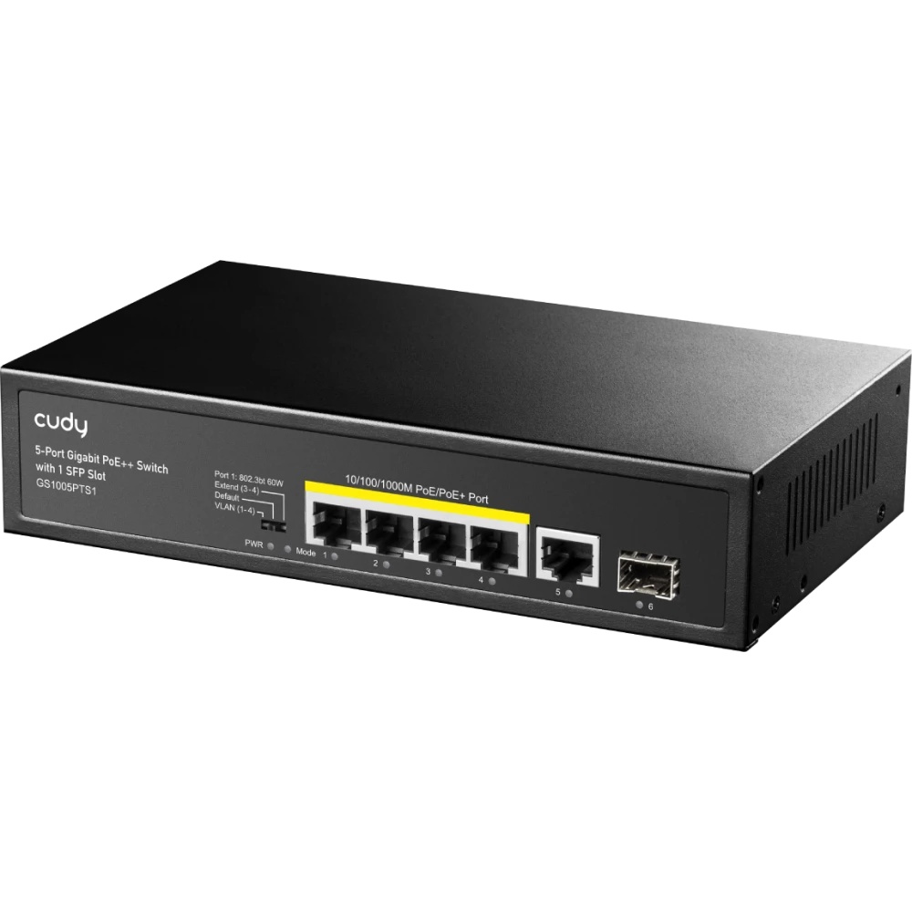 Коммутатор Cudy GS1005PTS1 (L2) 5x1Гбит/с 1SFP 4PoE+ 120W неуправляемый