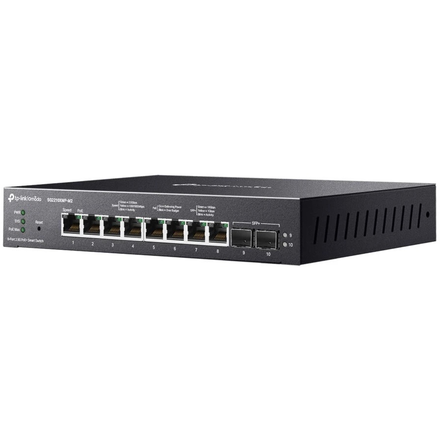 Коммутатор TP-Link SG2210XMP-M2, Smart линейки Omada с 8 портами PoE+ 2,5 Гбит/с и 2 портами SFP+