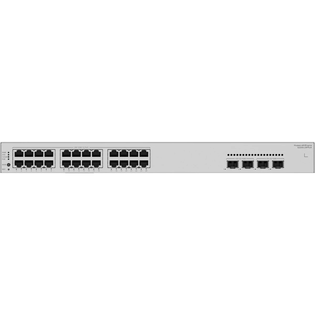 Коммутатор HUAWEI S220S-24P4JX (L2, 24*10/100/1000BASE-T ports (400 W PoE+), 2*10GE SFP+ ports, 2*2.