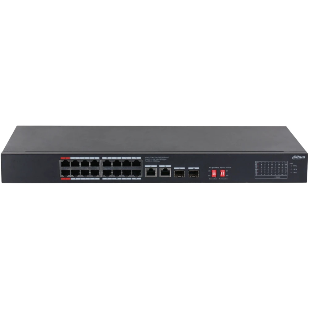 Управляемый гигабитный коммутатор 16-портовый DAHUA DH-S3220-16GT-240 с PoE, уровень L2, 16xRJ45 1Gb