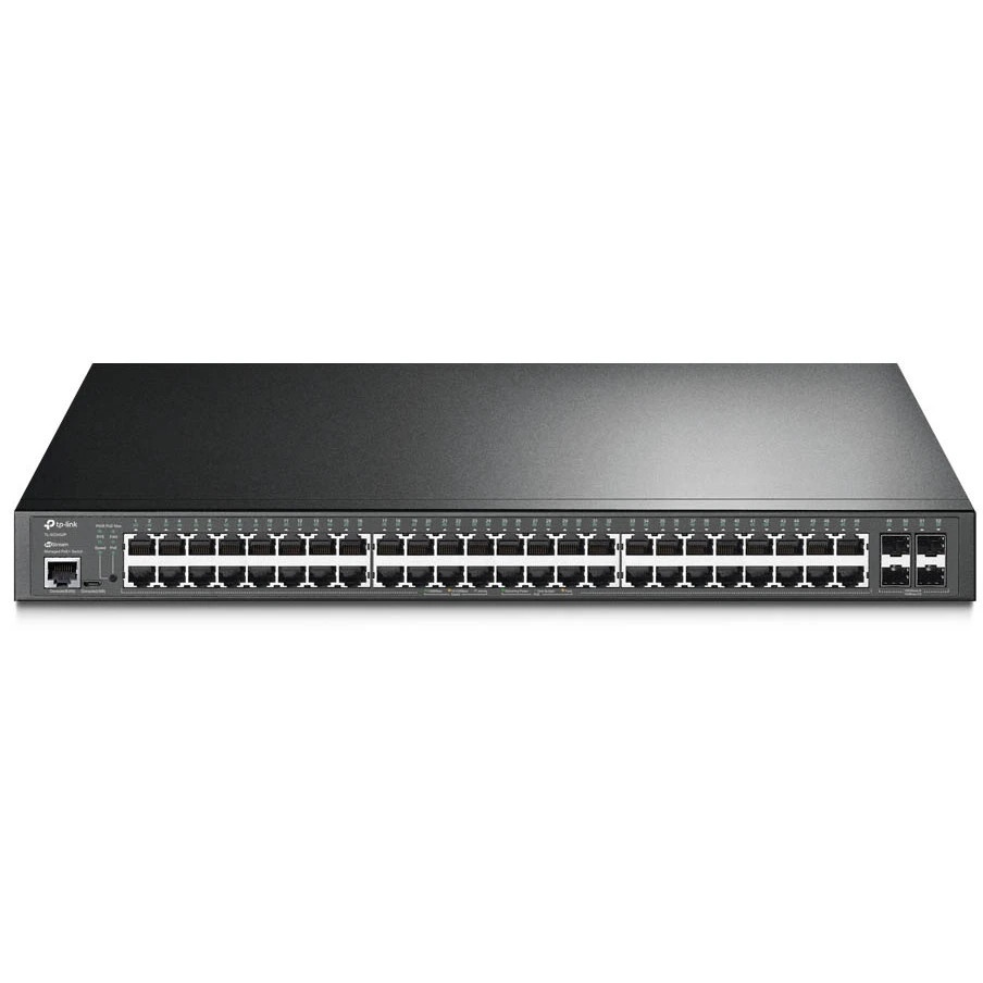 Коммутатор 48-port Gigabit PoE+ L2+ switch, 48 802.3af/at PoE+ ports, 4 Gb SFP slots, 1 RJ-45 + 1Mic