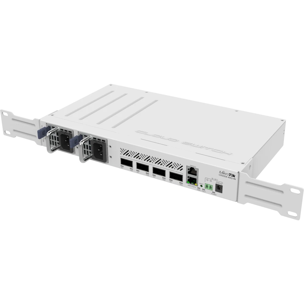 Коммутатор Mikrotik CRS504-4XQ-IN, 1x10Base-T/100Base-TX, 4xQSFP28, Switching capacity 800 Gbps
