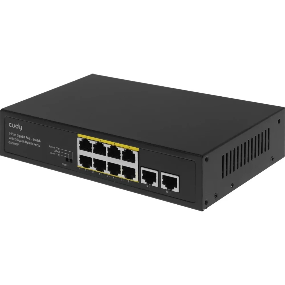 Коммутатор CUDY 8 RJ-45 10/100/1000M PSE ports +2 RJ45 10/100/1000  Uplink Port Unmanaged PoE+ Switc