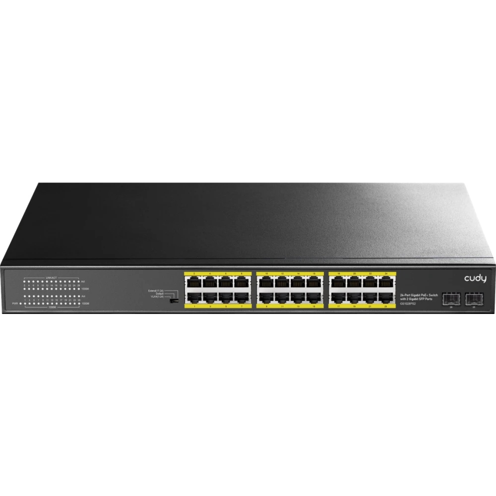 Коммутатор Cudy GS1028PS2 (L2) 24x1Гбит/с 2SFP 24PoE+ 300W неуправляемый