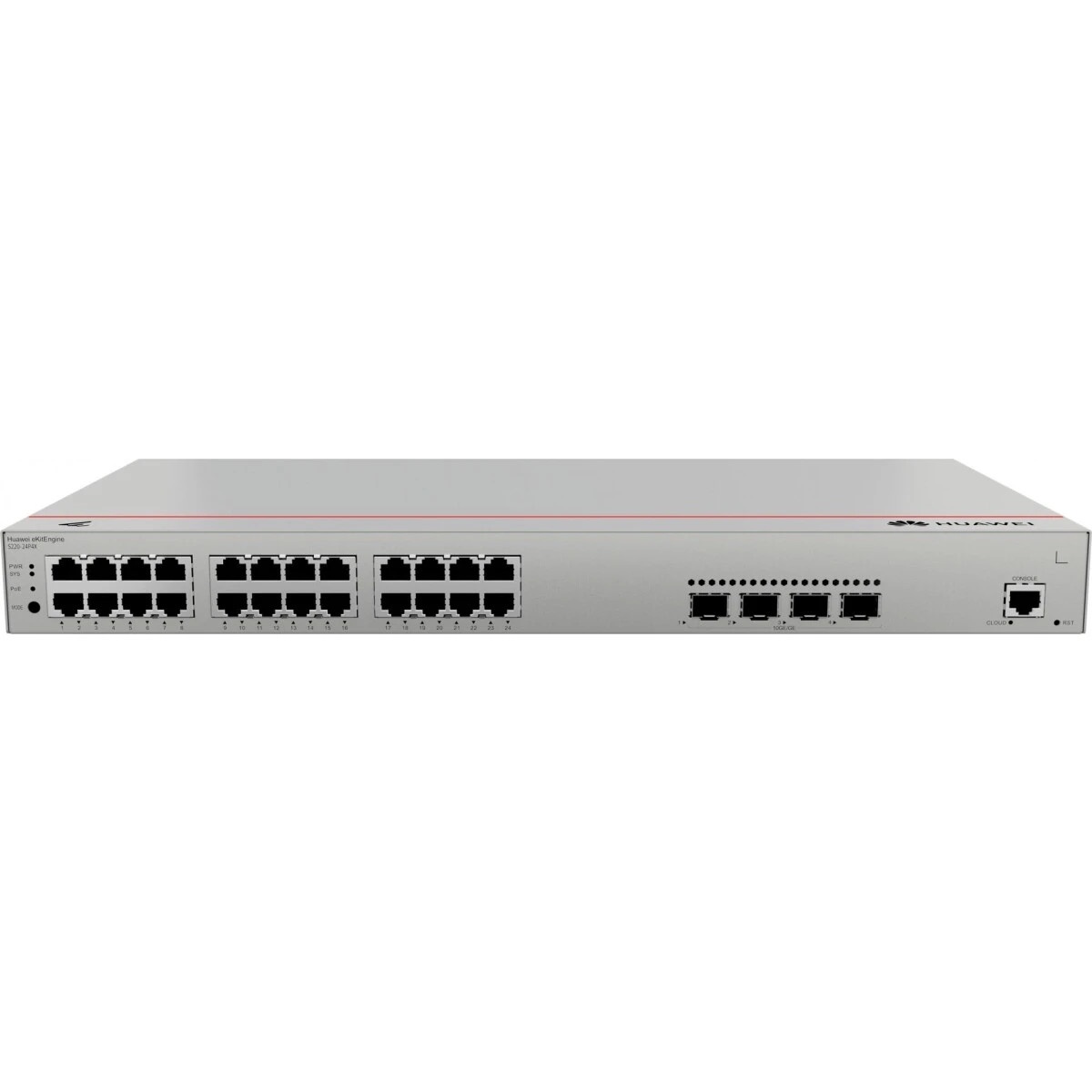 Коммутатор HUAWEI S220-24P4X (L2, 24*10/100/1000BASE-T ports(400W PoE+), 4*10GE SFP+ ports, built-in