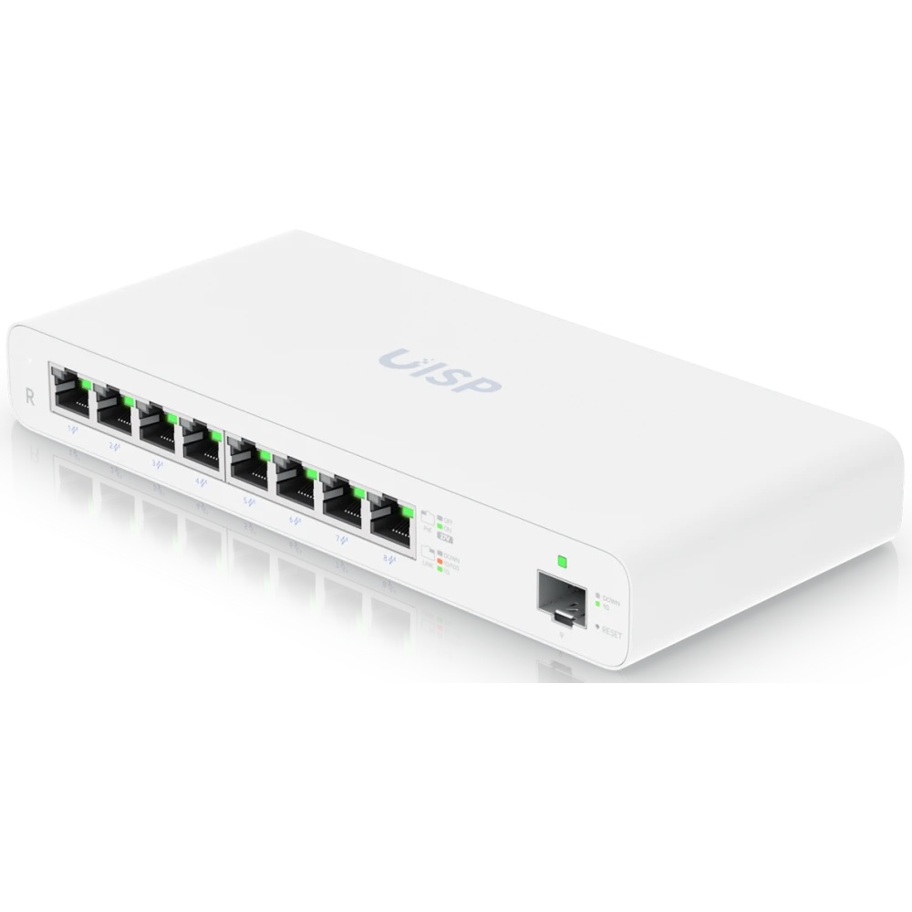 Маршрутизатор  Ubiquiti UISP Router 2 ядра (880 МГц), 8х 1G RJ45, 1х SFP, раздача PoE 110 Вт