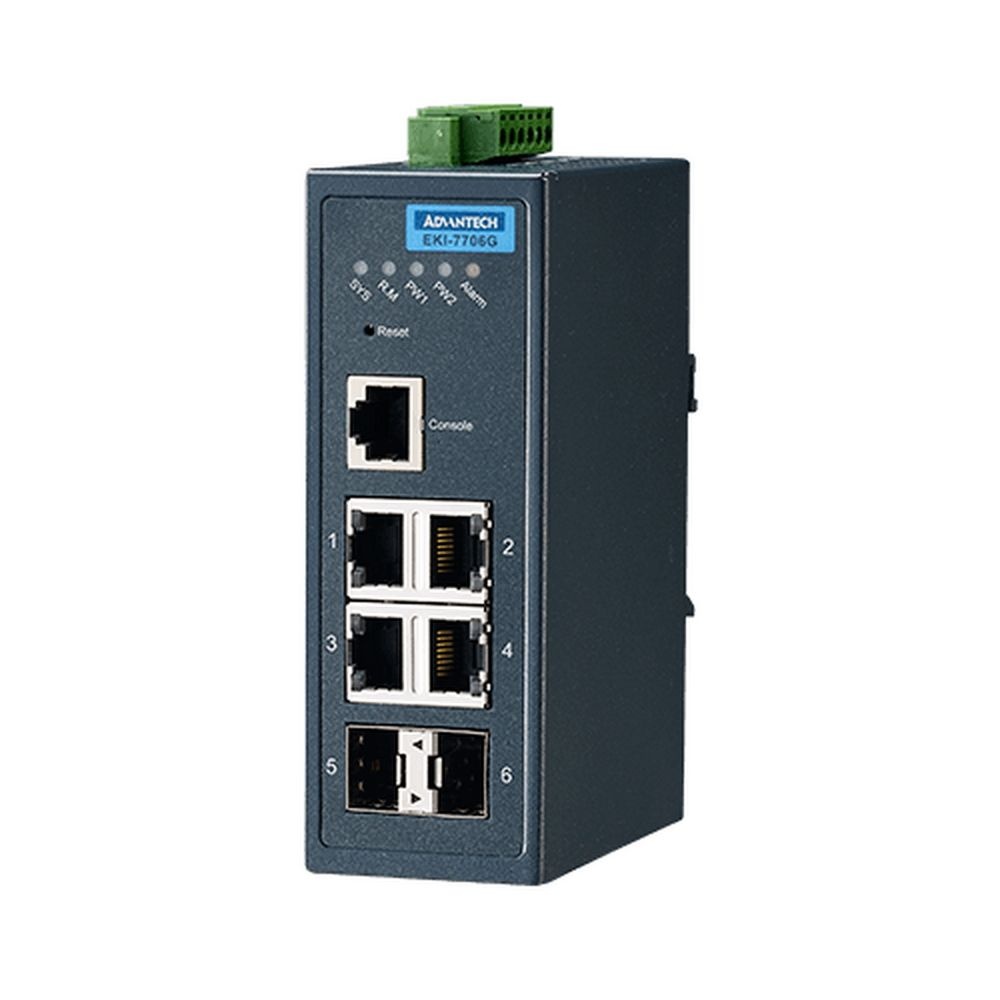 Коммутатор EKI-7706G-2F-AE 4GE+2SFP Gigabit Managed Redundant Industrial Switch Advantech