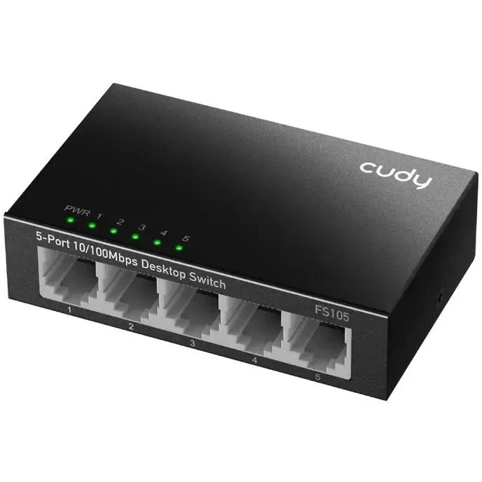 Коммутатор CUDY FS105 5-Port 10/100 Mbps Desktop Switch, 5 10/100M RJ45 Ports, Loop Detection, Metal