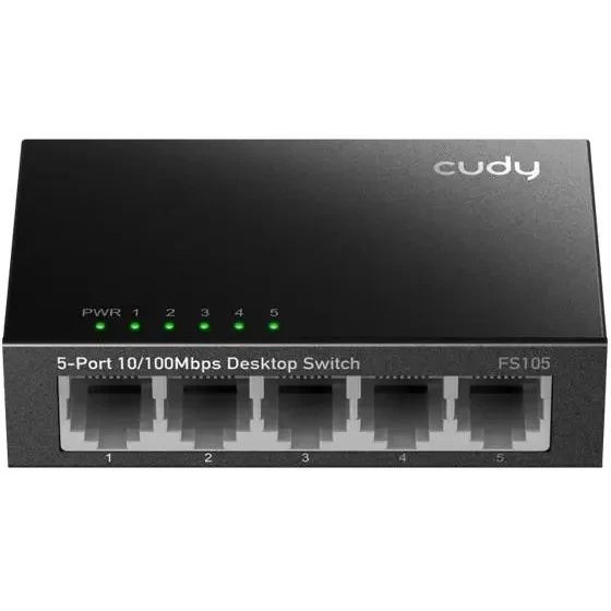 Коммутатор CUDY FS105 5-Port 10/100 Mbps Desktop Switch, 5 10/100M RJ45 Ports, Loop Detection, Metal