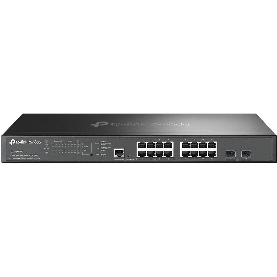 Коммутатор TP-Link SG3218XP-M2 (L2+) 16x2.5Гбит/с 2xКомбо(10GBase-T/SFP+) 2SFP+ 8PoE+ 240W управляем