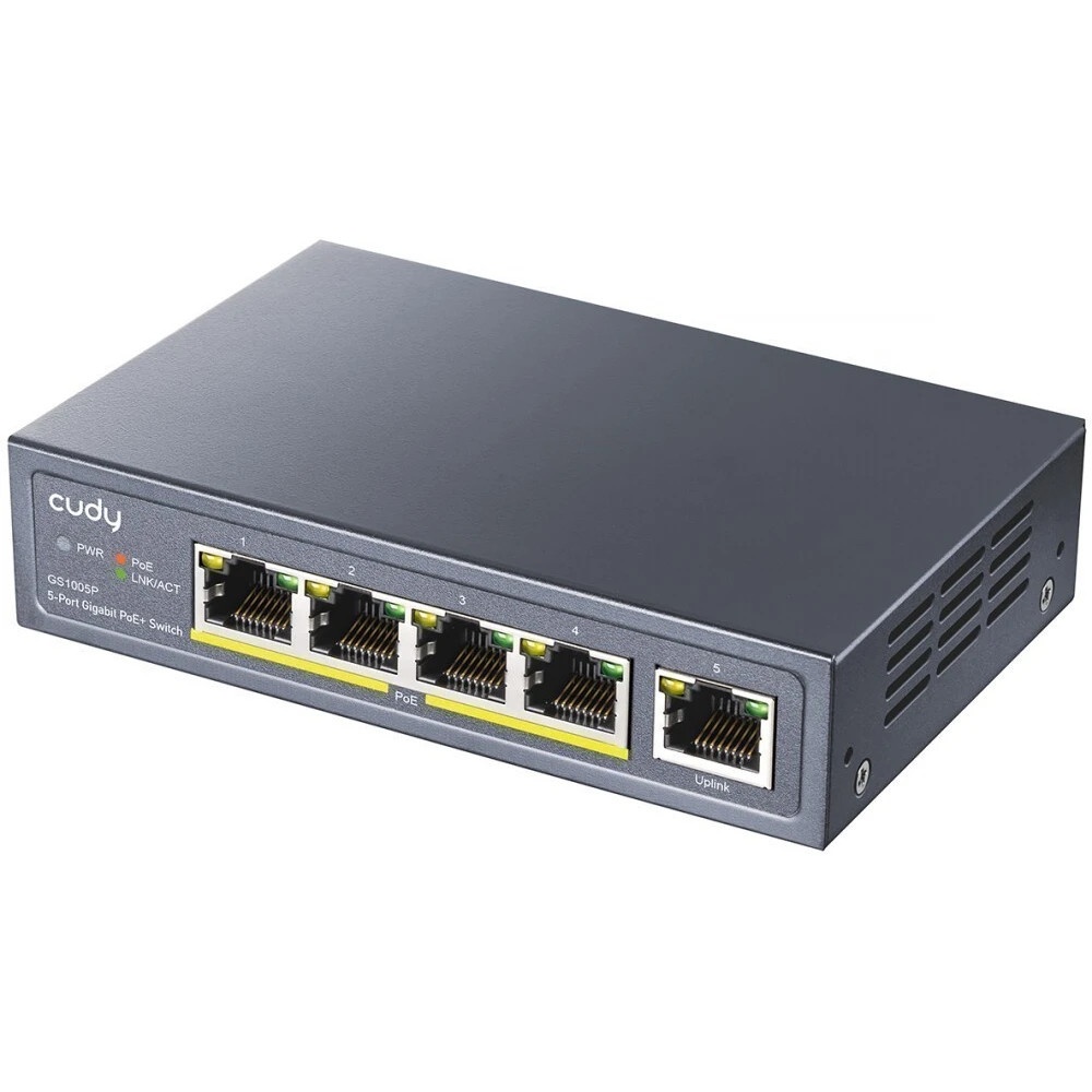 Коммутатор Cudy GS1005P (L2) 5x1Гбит/с 5PoE 60W неуправляемый