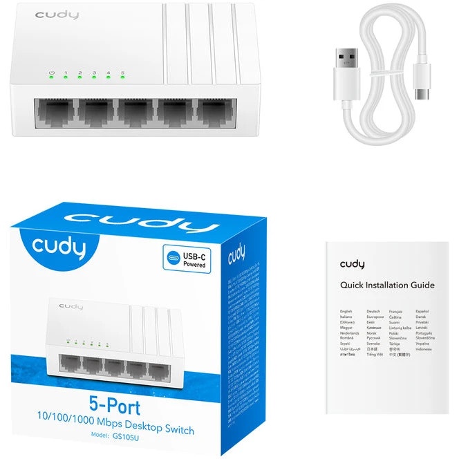 Коммутатор 5-Port Gigabit Desktop Switch, 5 10/100/1000M RJ45 Ports, Loop Detection, Desktop Plastic