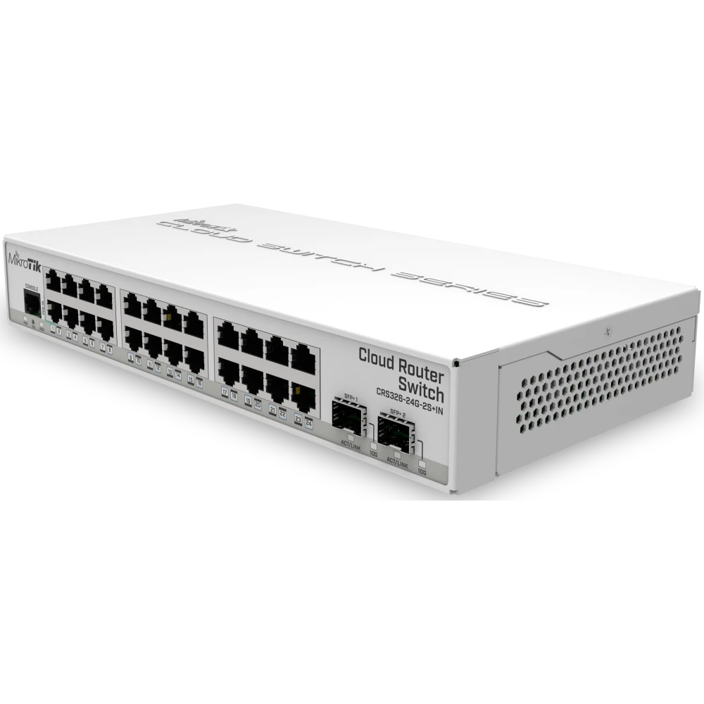 Коммутатор Mikrotik CRS326-24G-2S+IN with 800 MHz CPU, 512MB RAM, 24xGigabit LAN, 2xSFP+ cages, Rout
