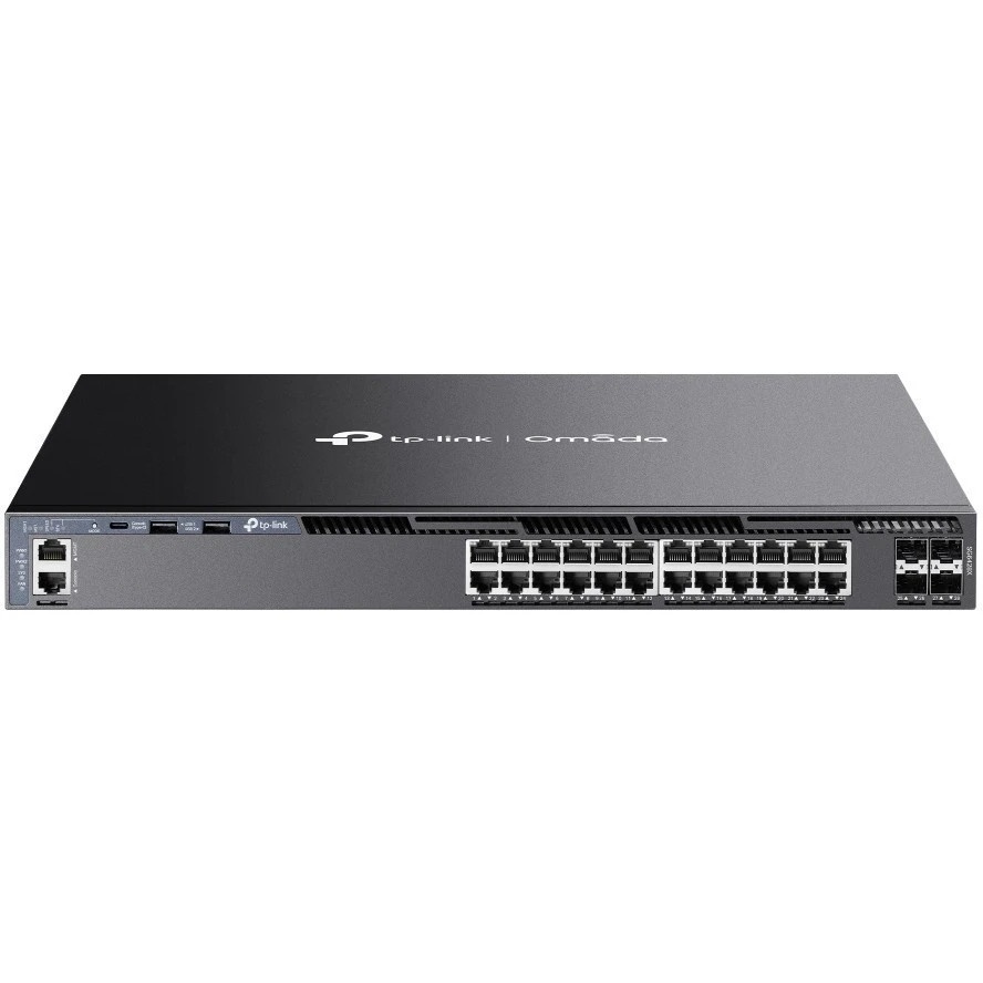Стекируемый управляемый коммутатор 3 го уровня TP-Link SG6428X Omada с 24 гигабитными портами и 4 по