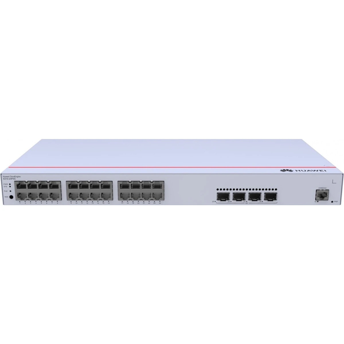 Коммутатор HUAWEI S310-24P4S L2+ (static router), 24*10/100/1000BASE-T ports, 4*GE SFP ports, POE+(3