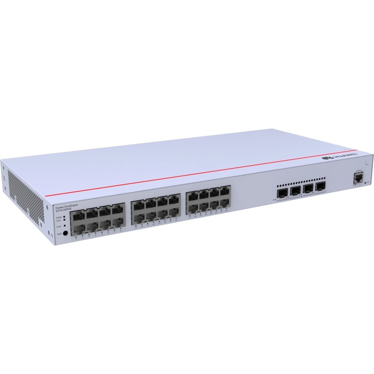 Коммутатор HUAWEI S310-24P4S L2+ (static router), 24*10/100/1000BASE-T ports, 4*GE SFP ports, POE+(3