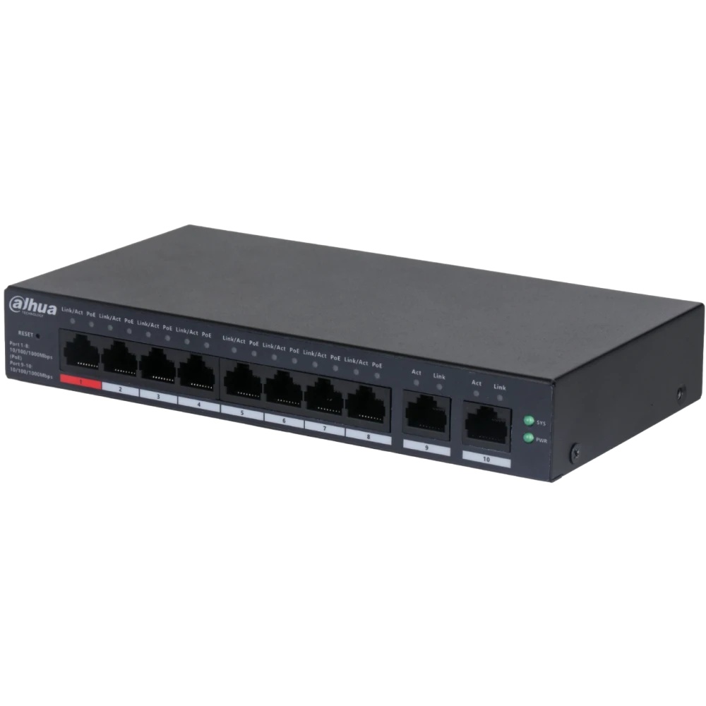 Коммутатор Dahua DH-CS4010-8GT-110 (L2) 10x100Мбит/с 8PoE 110W управляемый