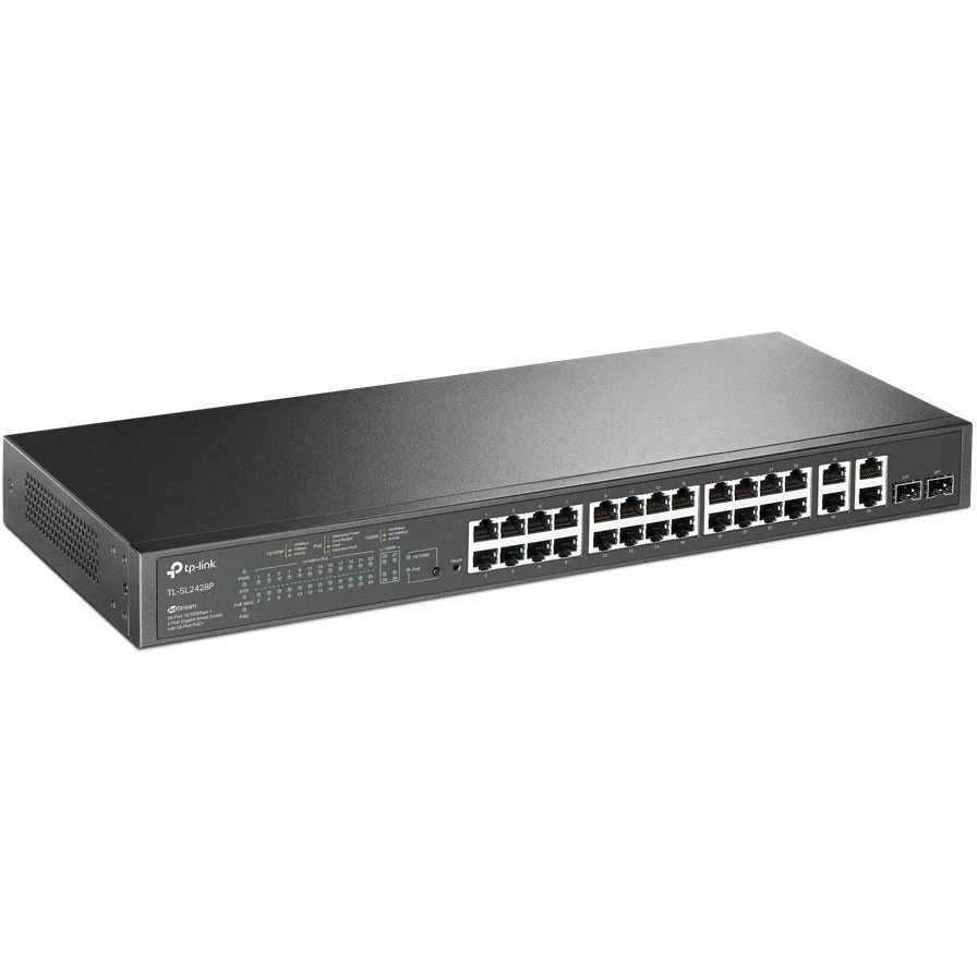 Сетевой коммутатор JetStream 24-port 10/100Mbps + 4-port Gigabit L2 Smart Switch with 24-port PoE+,