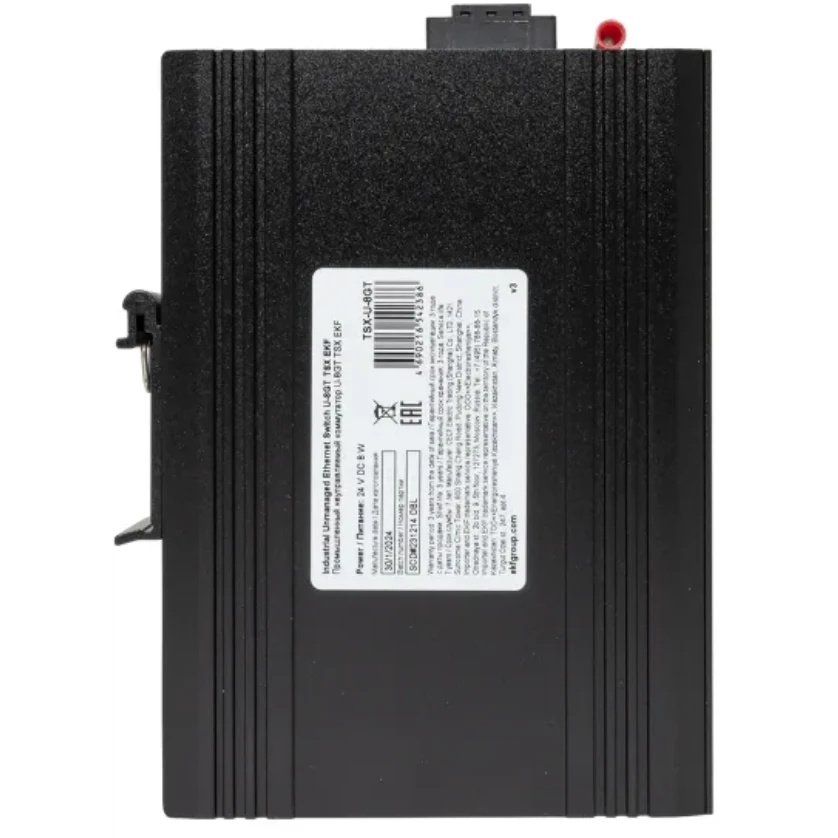Промышленный неуправляемый коммутатор U-8GTP, 8 портов 10/100/1000Base-T(X) RJ45 c PoE, монтаж на ди