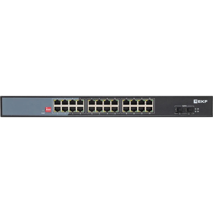 Коммутатор промышленный неуправляемый EKF TSX-U-2GX/SFP-24GTP-R U-2GX/SFP-24GTP-R 2 порта 1000Base-X
