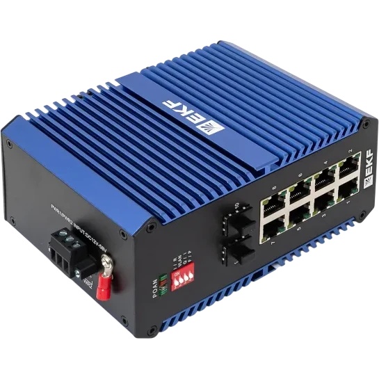 Коммутатор промышленный неуправляемый EKF TSX-U-2GX/SFP-8GTP U-2GX/SFP-8GTP 2 порта 1000Base-X SFP 8