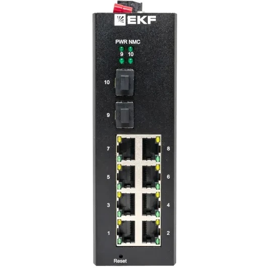 Коммутатор промышленный управляемый EKF TSX-ML2-2GX/SFP-8GT уровня L2 2 порта Base-X SFP 8 портов /0
